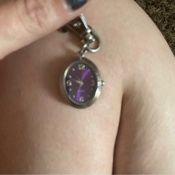 avon amethyst simulated quartz clip on gorgeous silver watch - Picture 5 of 5